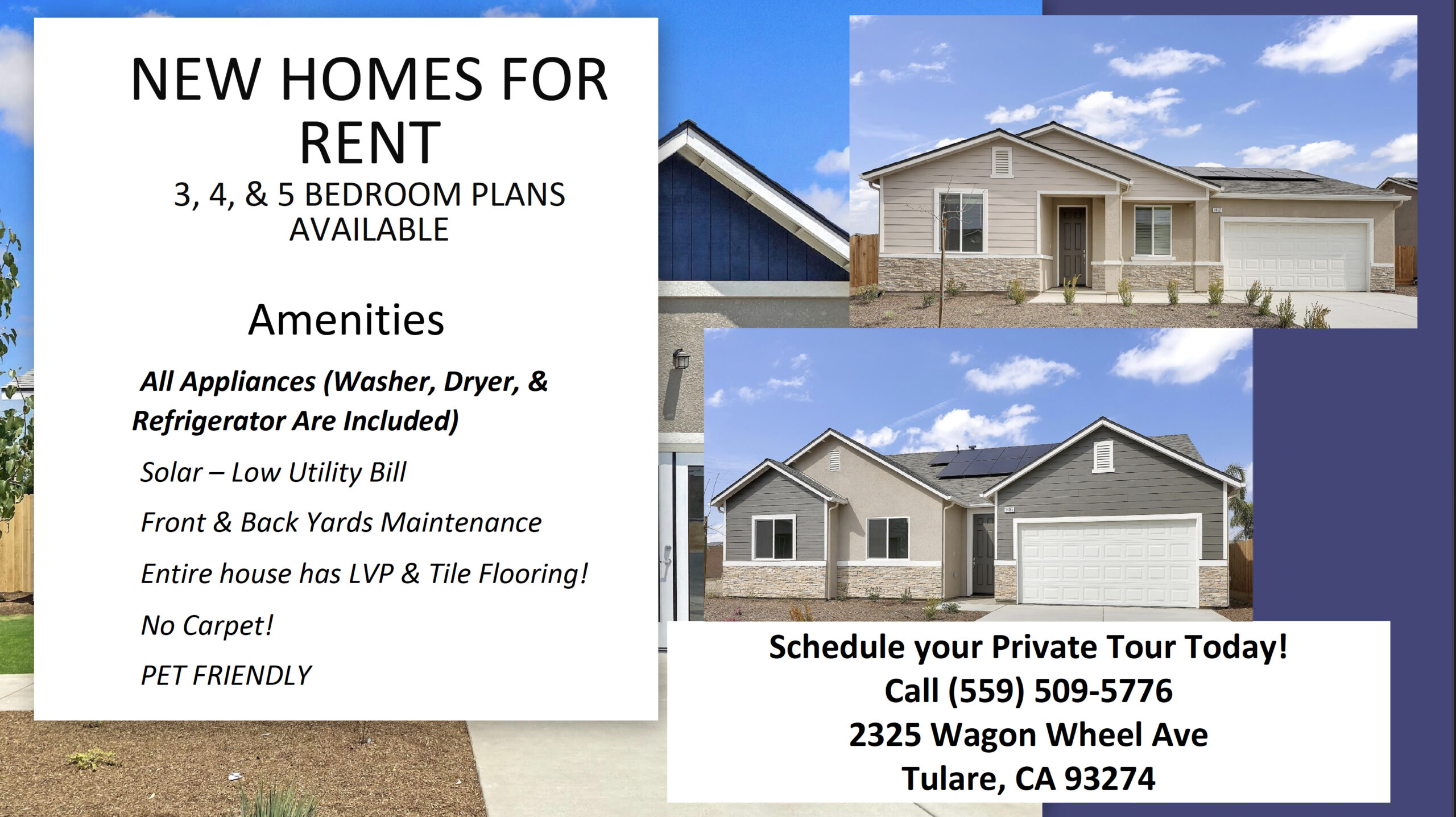 New Homes for Rent in Tulare, California